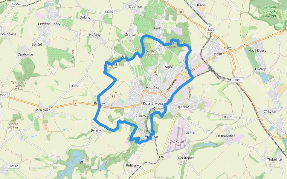 [Ž] okruh kolem Kutné Hory walking route map in Kutna Hora