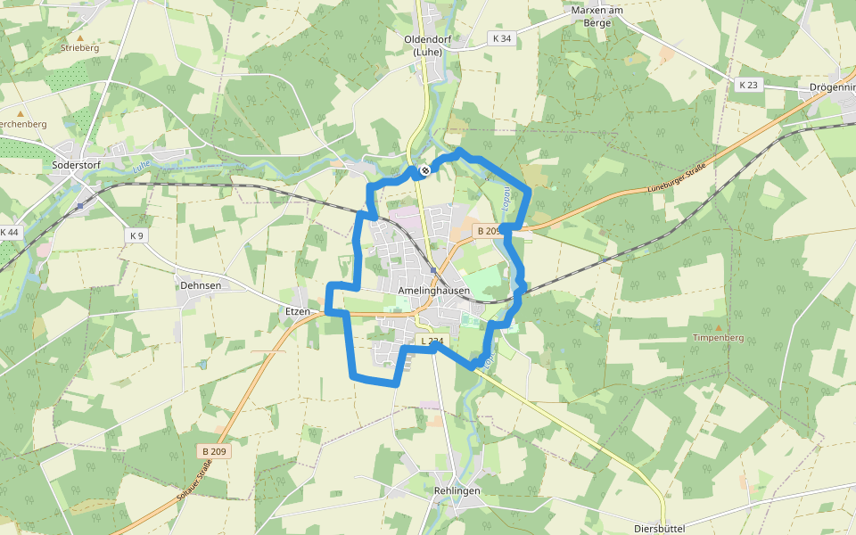 Königinnen-Weg walking route map in Amelinghausen