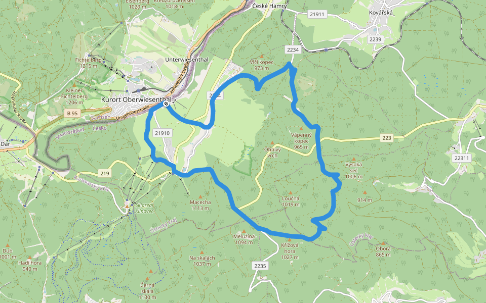 NS Loučná pod Klínovcem walking route map in Loučná pod Klínovcem