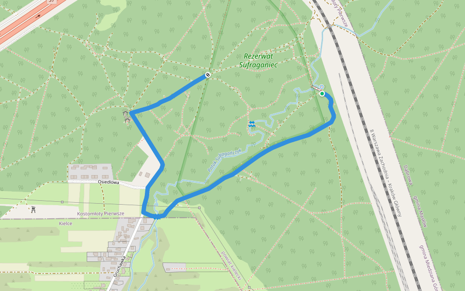Sufraganiec walking route map in Kostomłoty Pierwsze