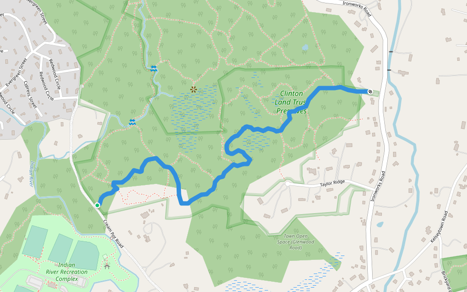 blue walking route map in Clinton
