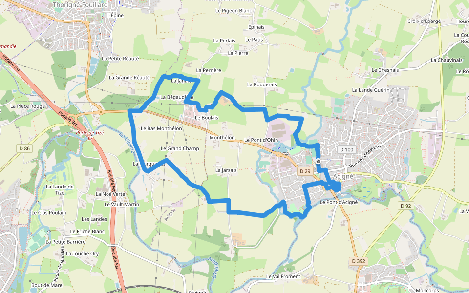Le Petit Pèlerin walking route map in Acigné