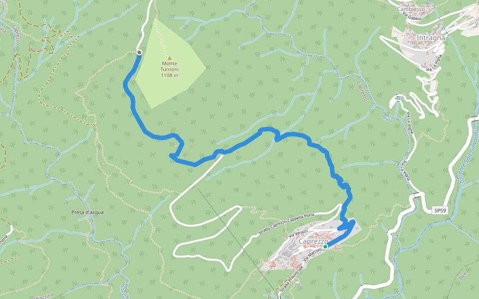 R05a Caprezzo - Tremesino - Alpe a Pönt - Bivio R05 sotto Cappella Porta walking route map in Caprezzo