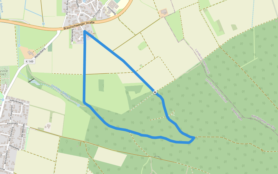 Elm Rundwanderweg 25 walking route map in Cremlingen