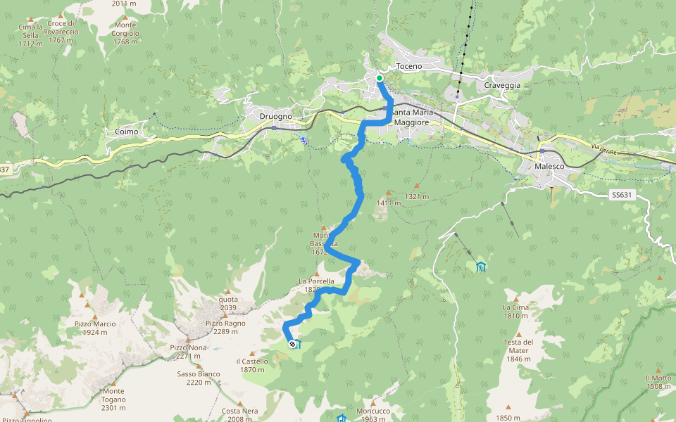 M08 - Santa Maria Maggiore - Rifugio Al Cedo walking route map in Santa Maria Maggiore