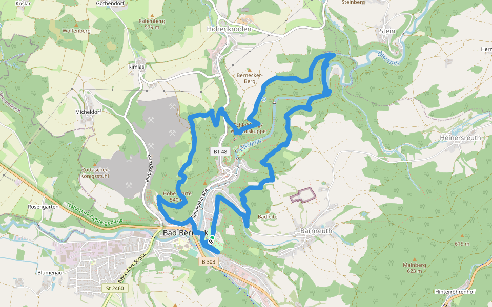 Bad Berneck - Rundweg Thiesenring walking route map in Bad Berneck im Fichtelgebirge