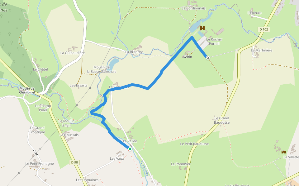 Cœur de Bretagne, variante Le Rocher-Portail walking route map in Maen Roch