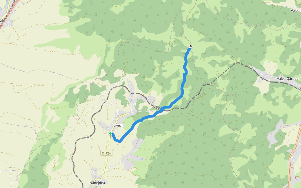 Lóvész-Kisbükk Kék kereszt (B+) walking route map in Livezi