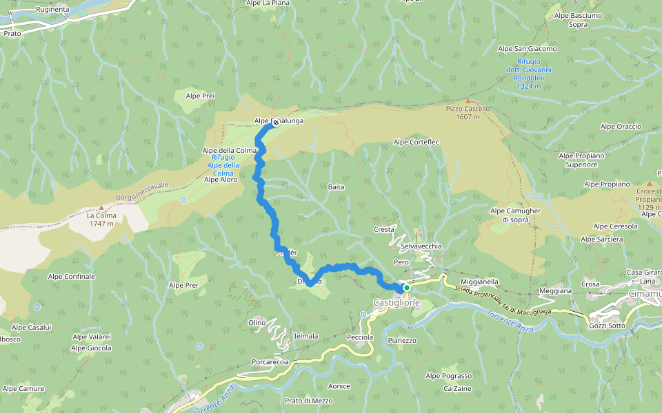 B04 - Castiglione - Erbalunga, bivio B02/C09 walking route map in Castiglione