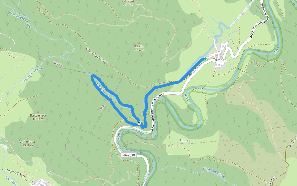 Aztapargo Errakastoa walking route map in Orbara