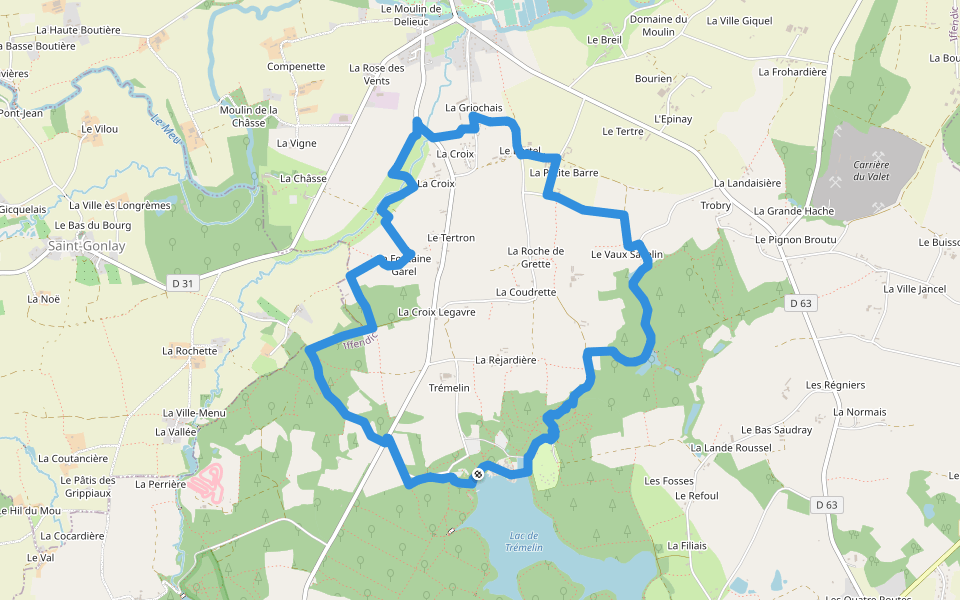 La Pierre Longue walking route map in Iffendic