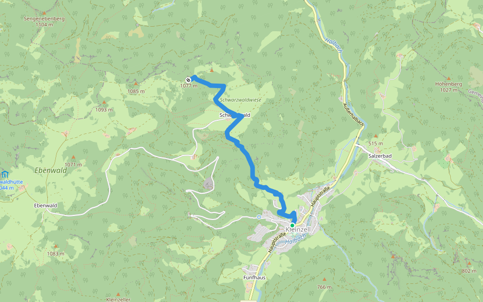 Kleinzell - Schwarzwaldeckhaus walking route map in Kleinzell