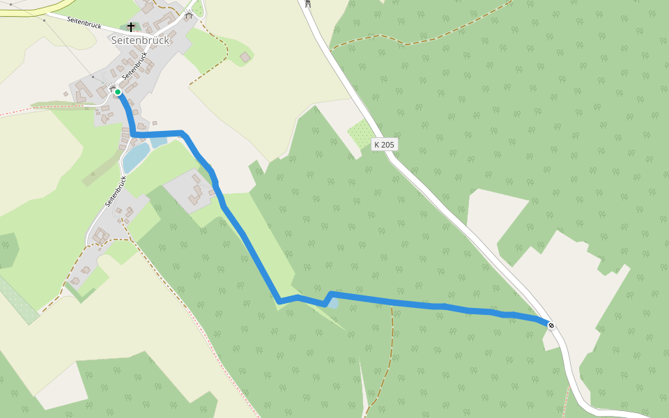Seitenbrück - Trockenborn-Wolfersdorf walking route map in Oberbodnitz
