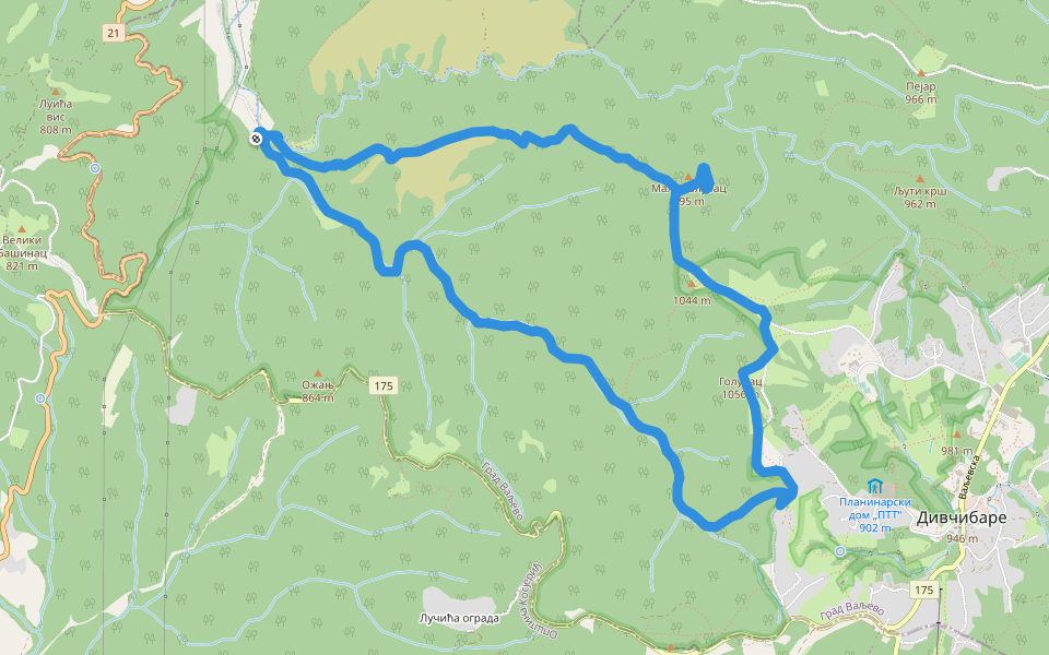 Меморијал „Миле Обрадовић” walking route map in Дивчибаре