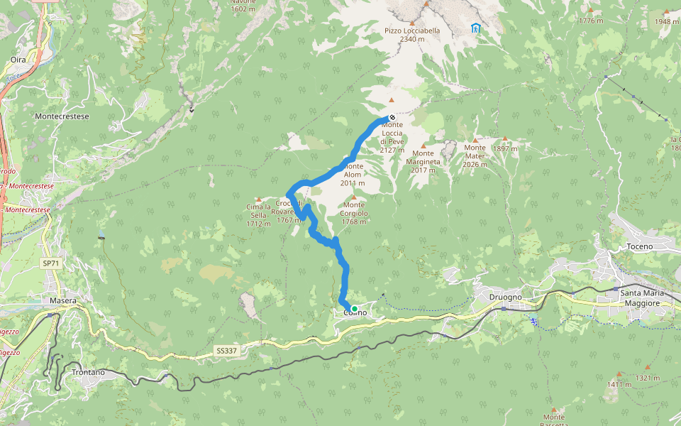 M03 - Coimo - Monte Loccia di Peve walking route map in Coimo