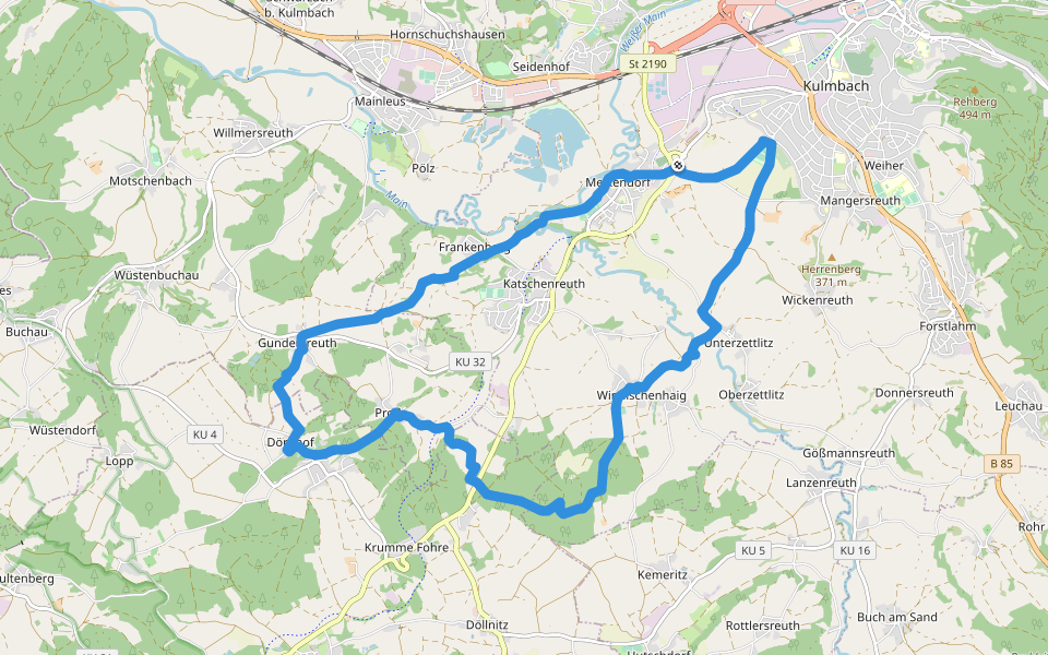 Proßer Leitenweg walking route map in Kulmbach