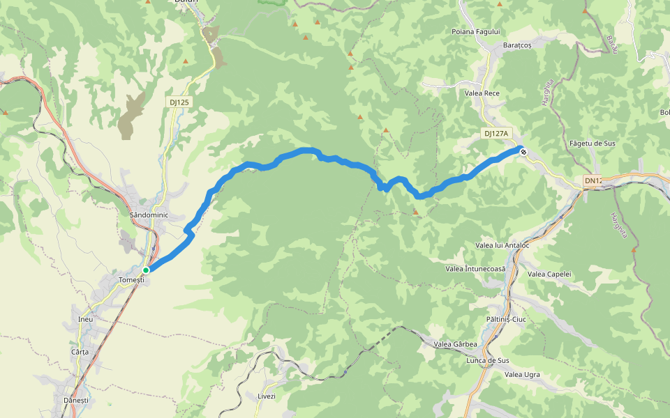 Határvadászok útja Sárga kereszt (Y+) walking route map in Sândominic