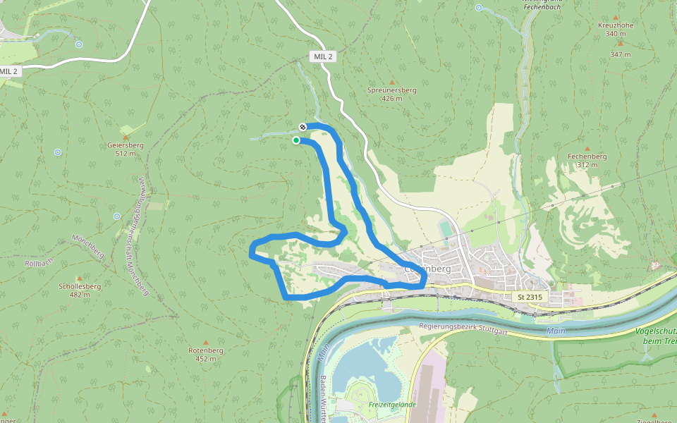 Wiesen- Kapelle walking route map in Collenberg