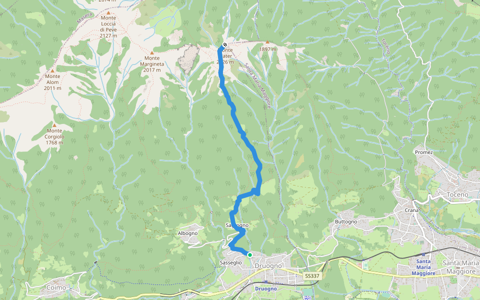 M09 - Druogno - Monte Mater walking route map in Druogno