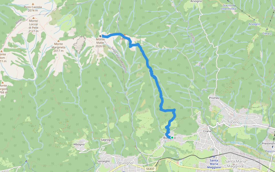 M11 - Buttogno - Monte Mater walking route map in Santa Maria Maggiore