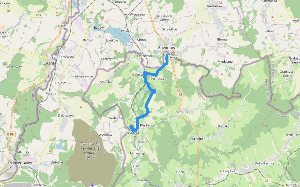 [Z] Habartice - Višňová walking route map in Habartice