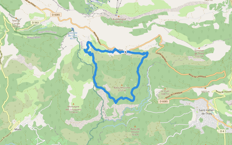 Plateau de Briasq walking route map in Escragnolles