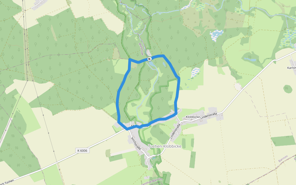 Rundweg Tuchen-Klobiche walking route map in Breydin