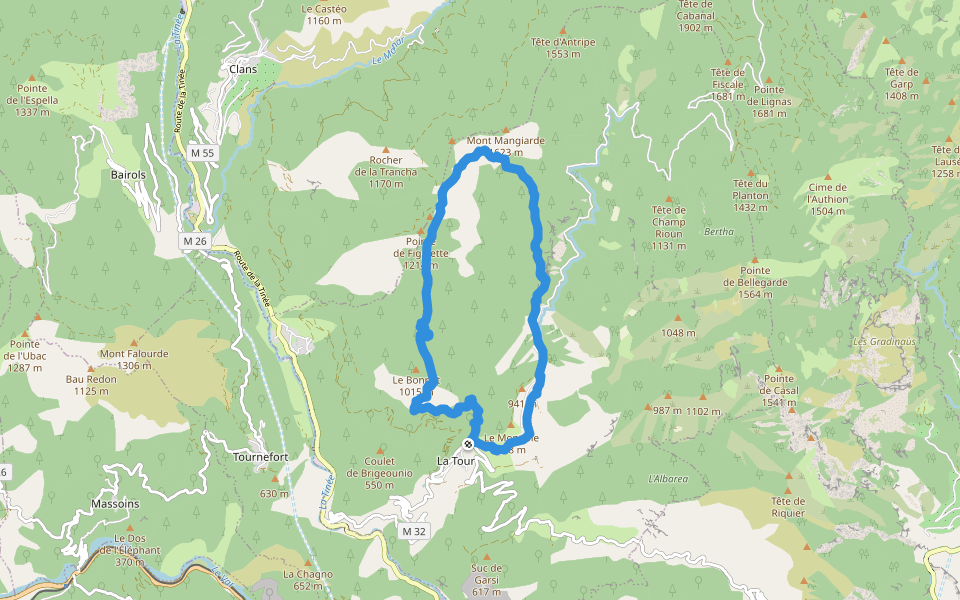 Circuit de Mangiarde walking route map in La Tour