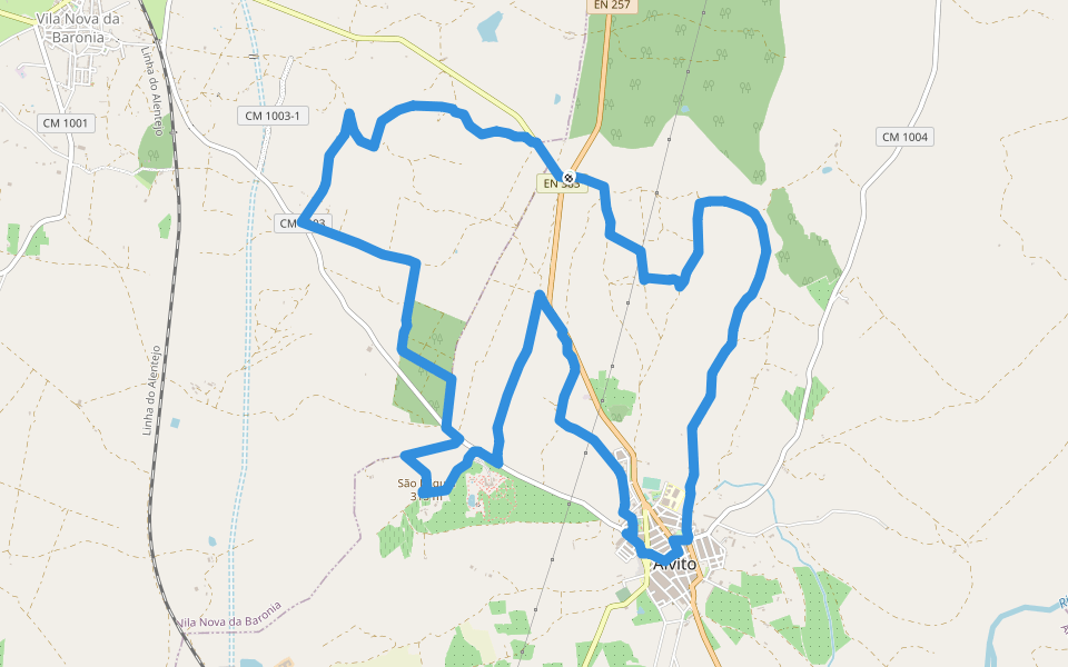 Trilho dos Moinhos do Alvito walking route map in Vila Nova da Baronia