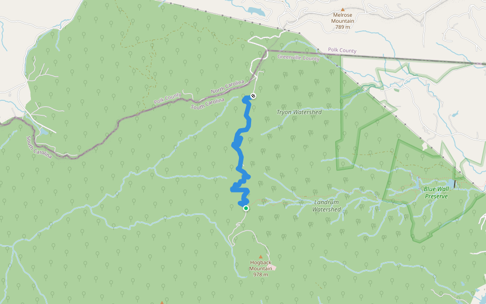 Palmetto Trail: Poinsett Reservoir Passage walking route map in Tryon