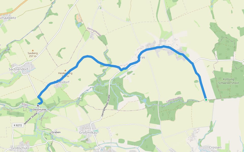 Wanderweg Arras – Obstmühle walking route map in Geringswalde