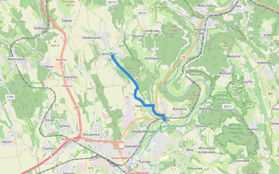 Naučná stezka Josefa Pekaře walking route map in Jenišovice