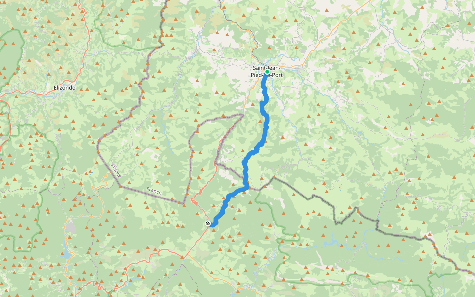 Via Podiensis (17), Saint-Jean-Pied-de-Port - Roncesvalles walking route map in Saint-Jean-Pied-de-Port