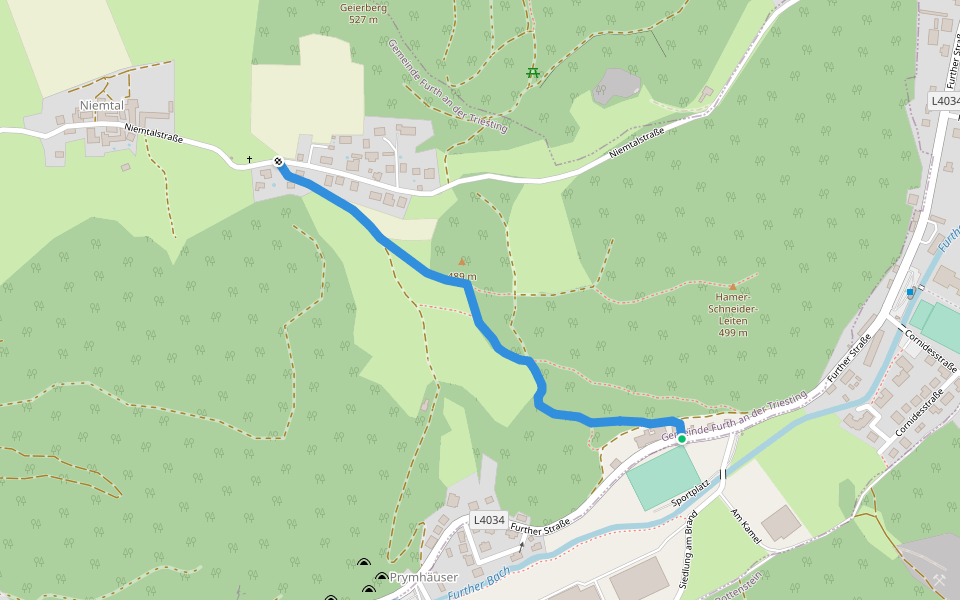 Prymhäuser - Niemthal walking route map in Maierhof