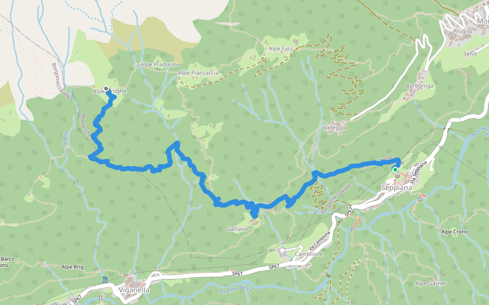 C10 - Seppiana - Alpe Ortighè walking route map in Seppiana