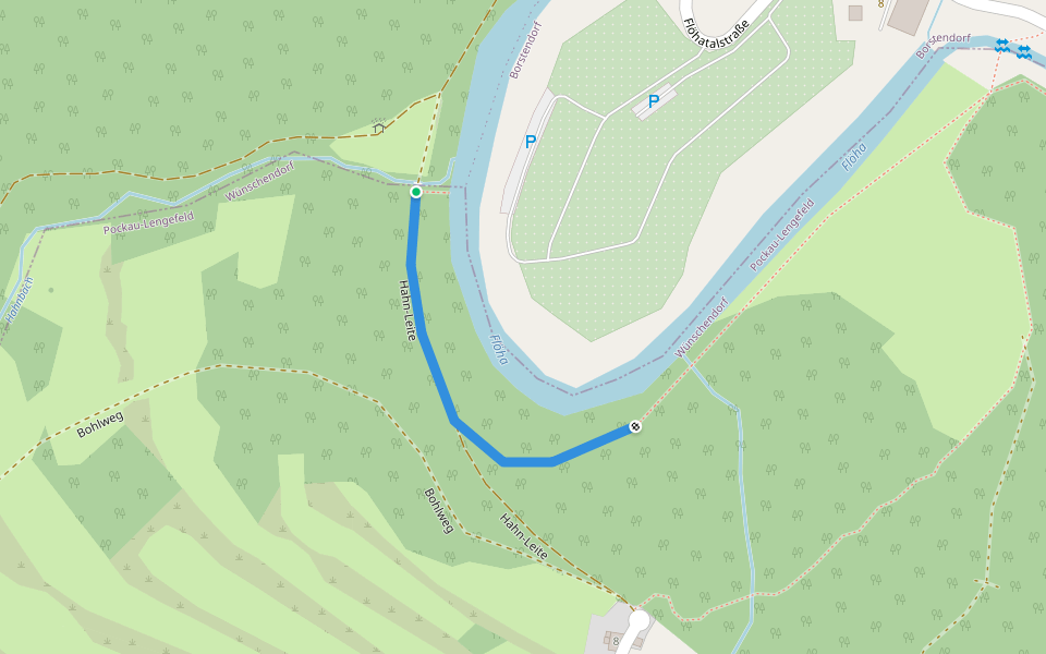 Flöhtalwanderweg walking route map in Grünhainichen