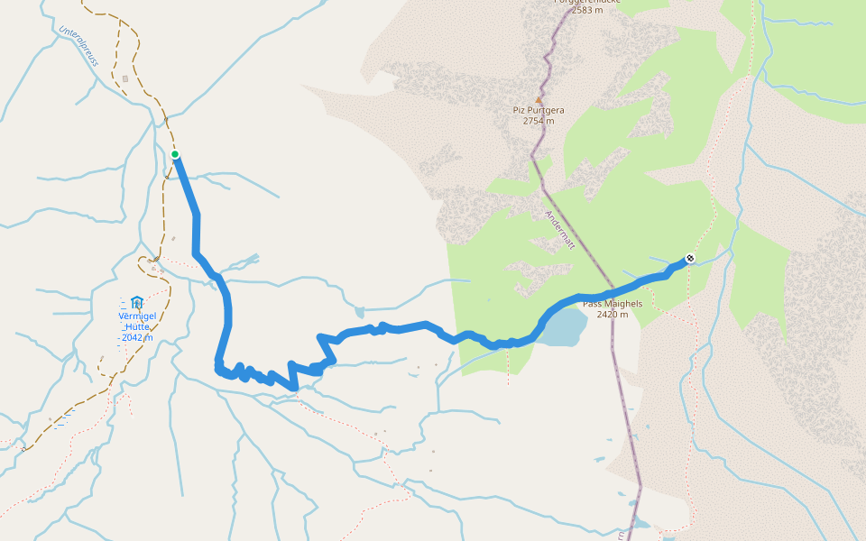 Vermigel - Maighelspass walking route map in Andermatt