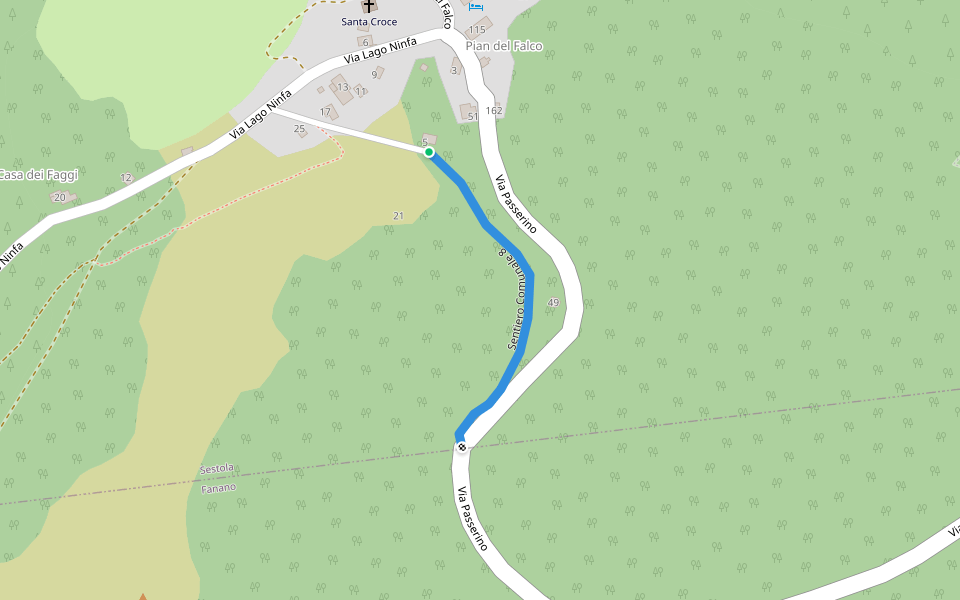 Sentiero Comunale 8 walking route map in Sestola