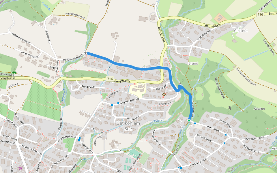 Stötzli - Uetikon Brand walking route map in Uetikon am See