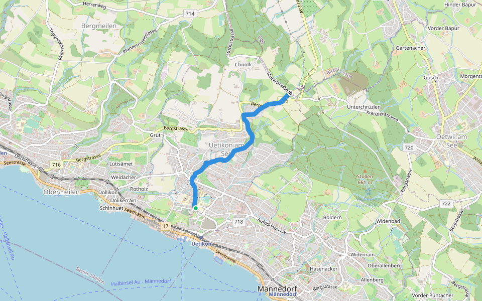 Uetikon Dorf - Gibisnüd walking route map in Uetikon am See
