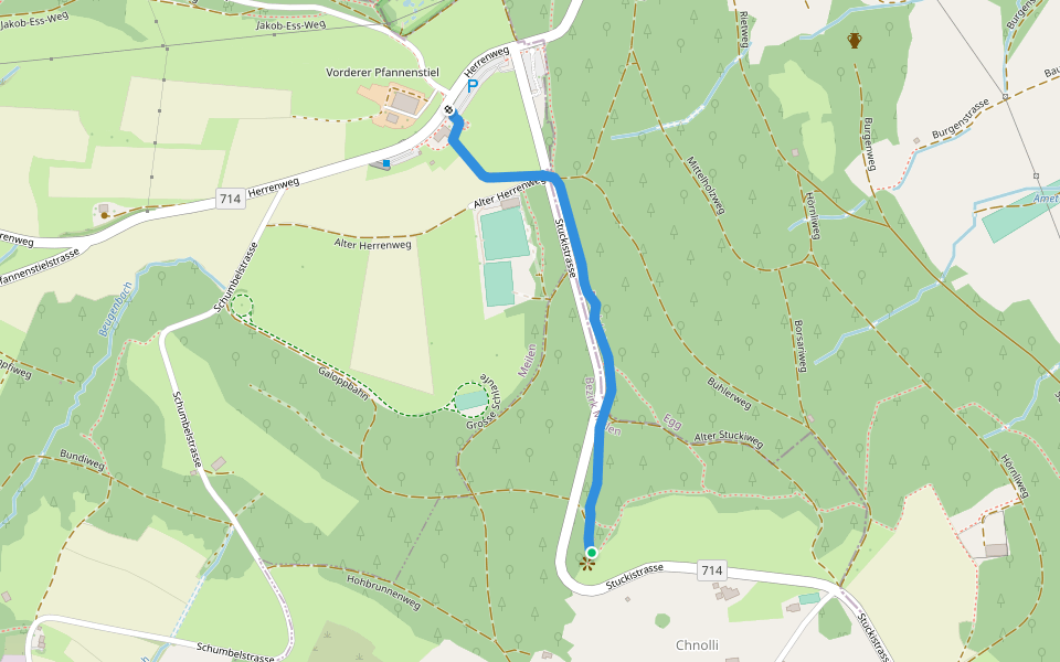 Buechholz - Vorderpfannenstiel walking route map in Uetikon am See