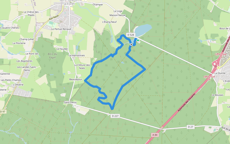 La fontaine Saint-Raoul walking route map in Liffré