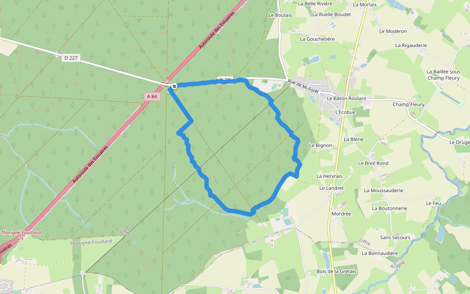 Circuit du Gué Renaie walking route map in Liffré