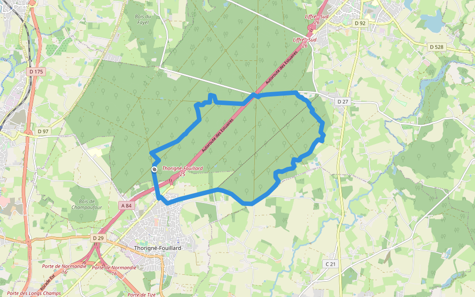Circuit des Écures walking route map in Liffré