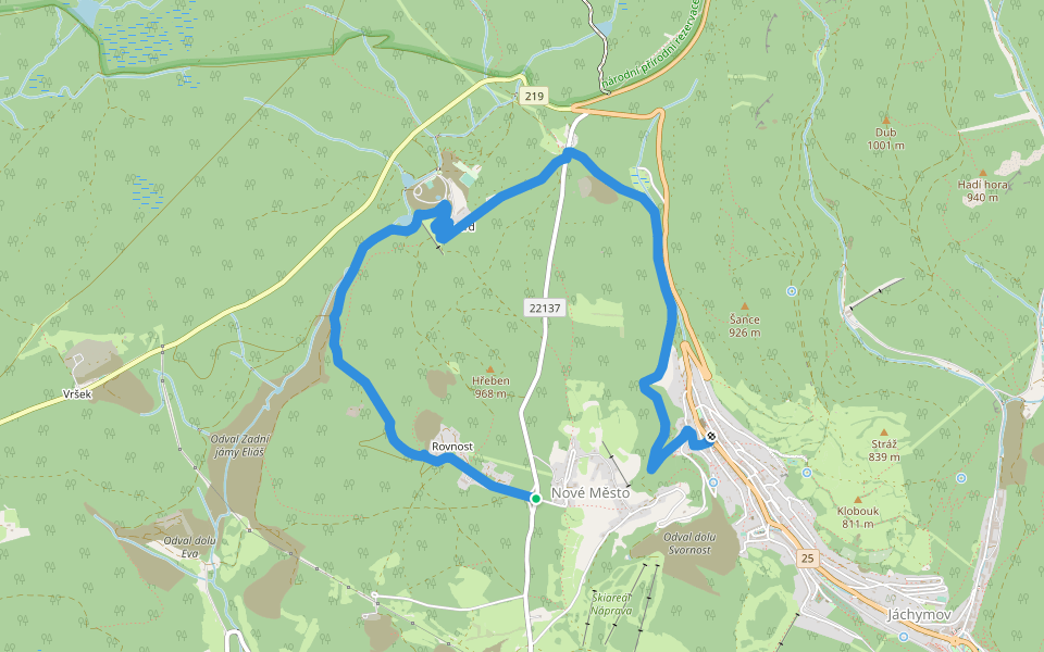[Ž] Jáchymovské peklo walking route map in Jáchymov