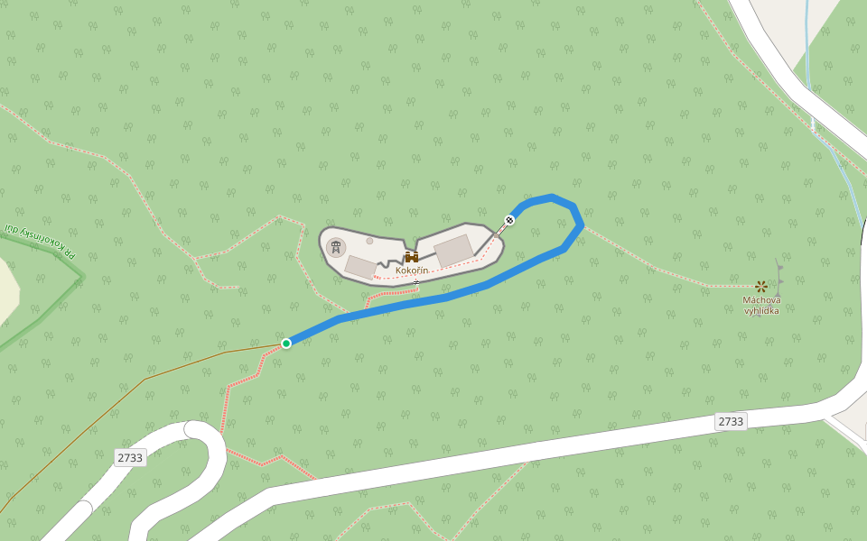 [M] odbočka na hrad Kokořín walking route map in Kokořín