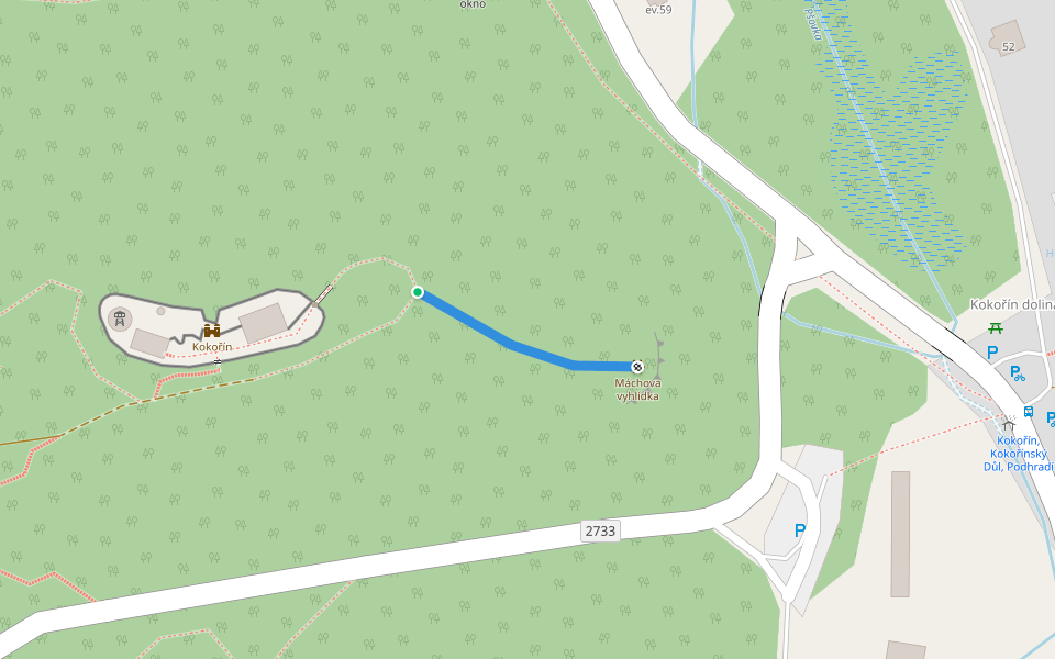 [M] odbočka na vyhlídku Máchova skála walking route map in Kokořín