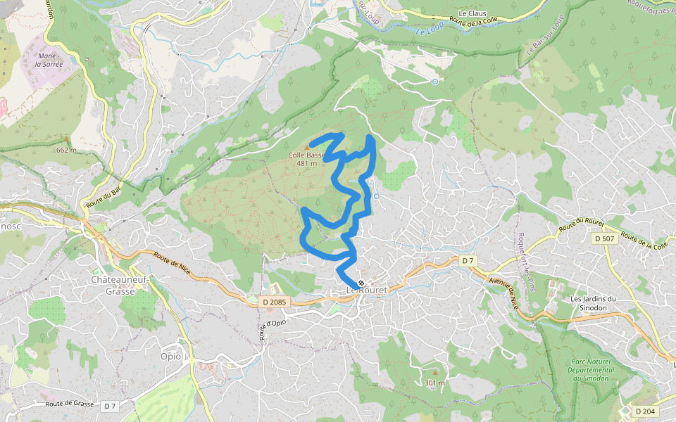 Le Camp romain walking route map in Le Rouret