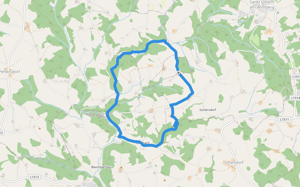 Mühlenweg Steinbach walking route map in Sichersdorf