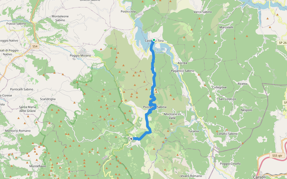 Cammino di San Benedetto - Tappa 08 walking route map in Castel di Tora